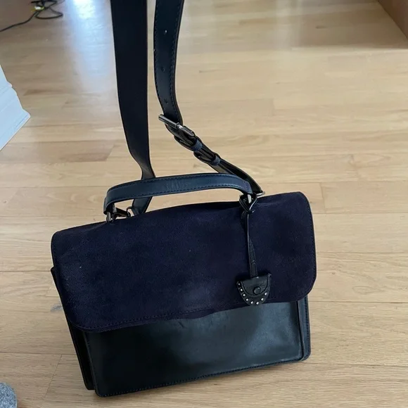 Rebecca Minkoff Black Suede and Leather Crossbody Bag - Picture 8 of 16